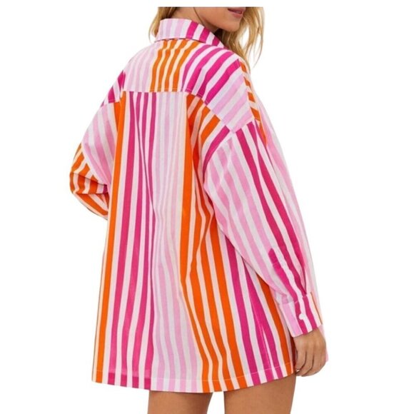 Beach Riot NWT Alexis Button Down Top Sunset Stripes Size PL - Picture 5 of 8